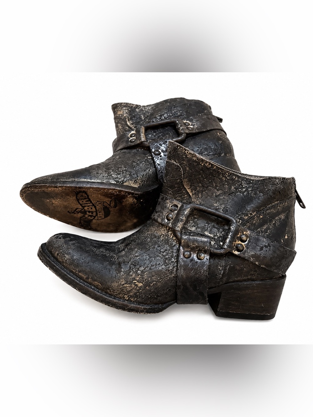 Freebird Phlow Distressed Leather Harness Boots 6 NWOB Store Display - Picture 8 of 9